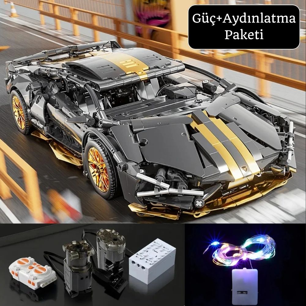 Gold Lambo Süper Car 1/14 - 1280 Parça